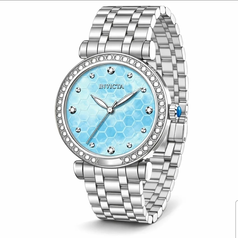 NWT Invicta Wildflower Steel 32mm Watch with Blue Dial 69294